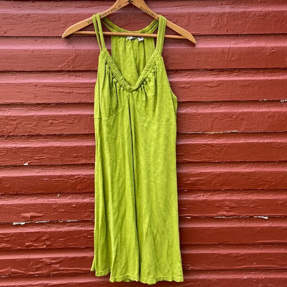 Athleta Antique Gold/Olive Green Double Strap Racerback Athletic Dress Women's S - Picture 1 of 5
